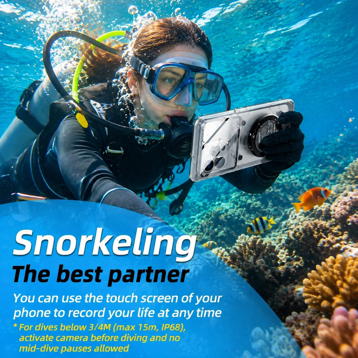 Premium iPhone Case Waterproof IP68 Shockproof Full Body Protective Cover Vacuum Seal Touchscreen Access Dustproof Outdoor Underwater Protection Durable