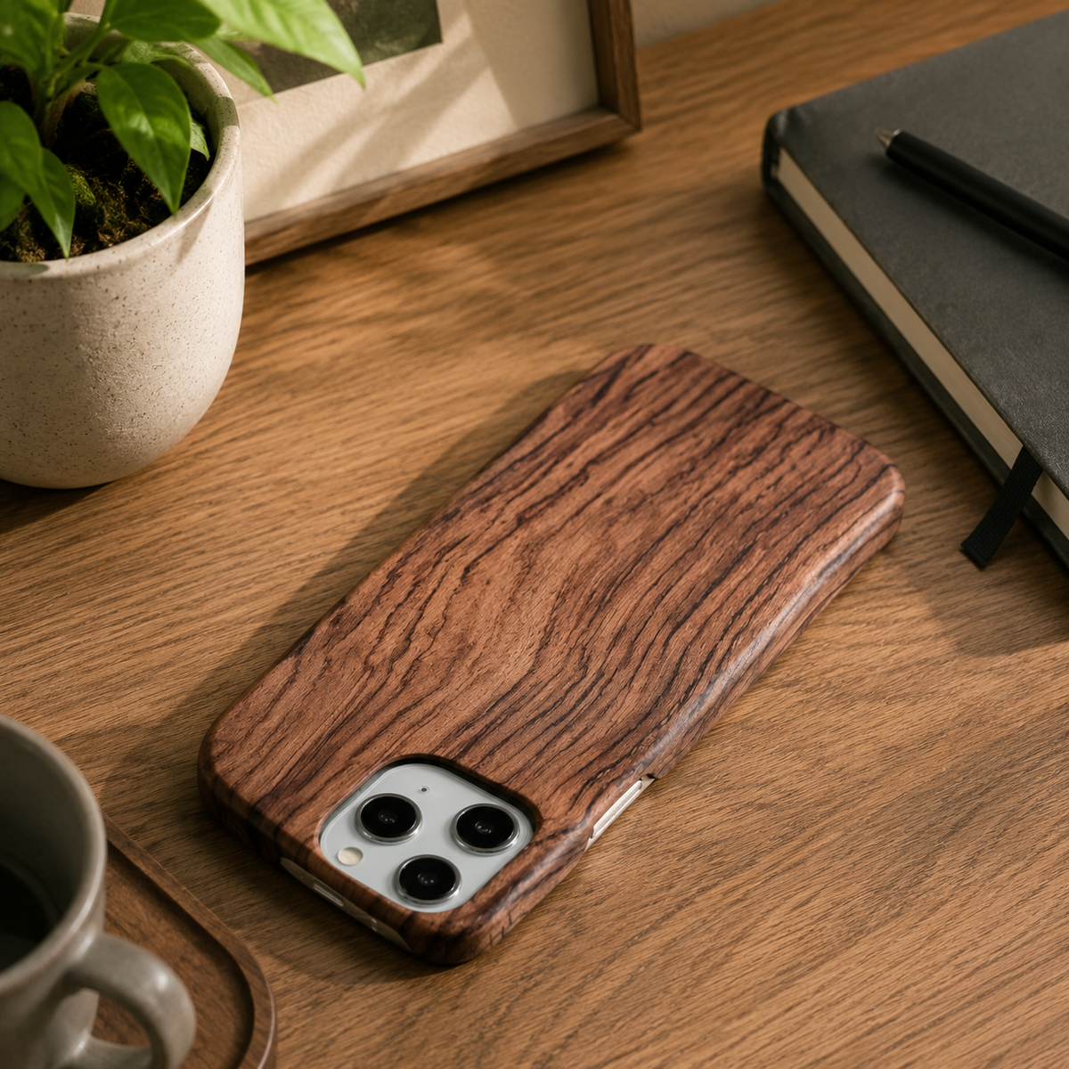 Premium iPhone Case Wooden Natural Wood Walnut Ebony Bamboo Rosewood Protective Cover Dustproof Hard Shell Shockproof Scratch Resistant Slim Lightweight