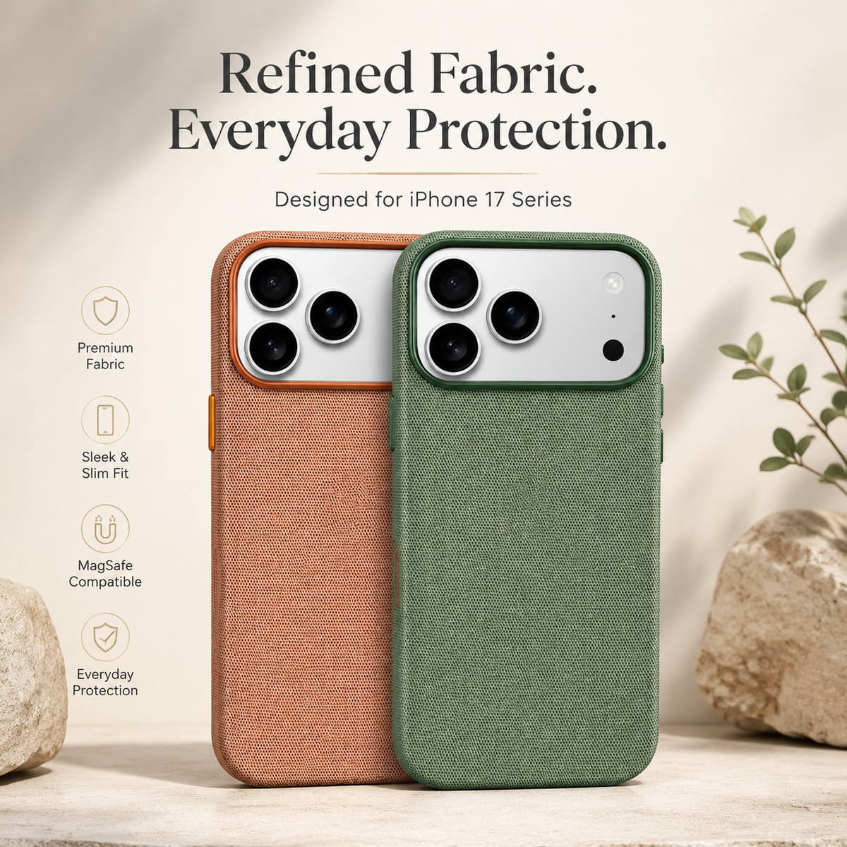 Premium iPhone Case Woven MagSafe Compatible Strong Magnetic Wireless Charging Anti Fingerprint Non Slip Waterproof Fabric Shock Slim Protective Cover