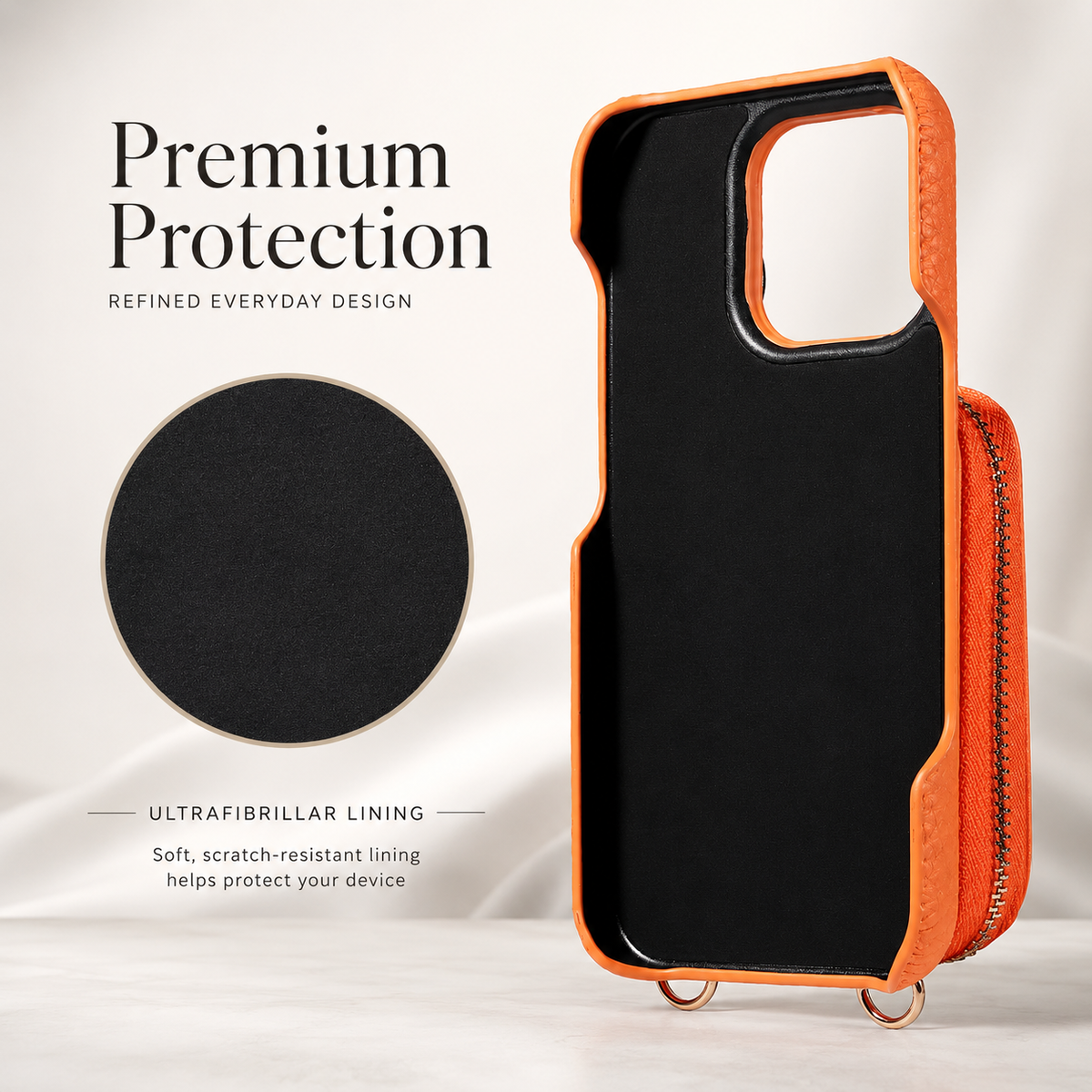 Premium iPhone Crossbody Wallet Case Faux Leather Card Holder Ring Stand Detachable Lanyard Shockproof Anti Scratch Dustproof Full Cover Storage