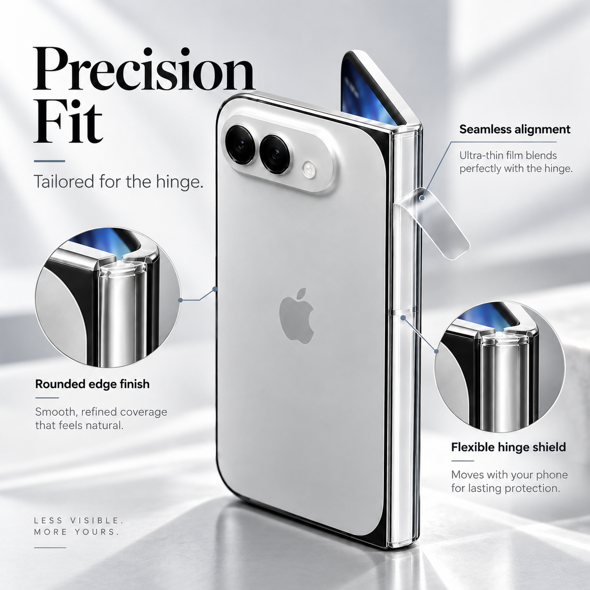 Premium iPhone Hinge Protector 2PCS Clear Protective Film Ultra Thin Flexible Anti Scratch Foldable Hinge Guard Durable Transparent Protection Film Set