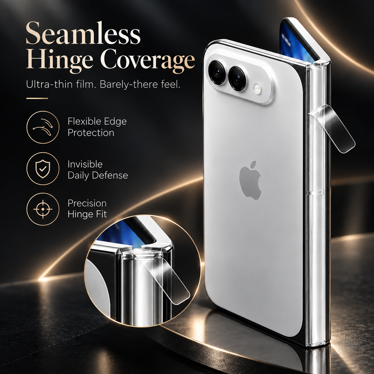 Premium iPhone Hinge Protector 2PCS Clear Protective Film Ultra Thin Flexible Anti Scratch Foldable Hinge Guard Durable Transparent Protection Film Set