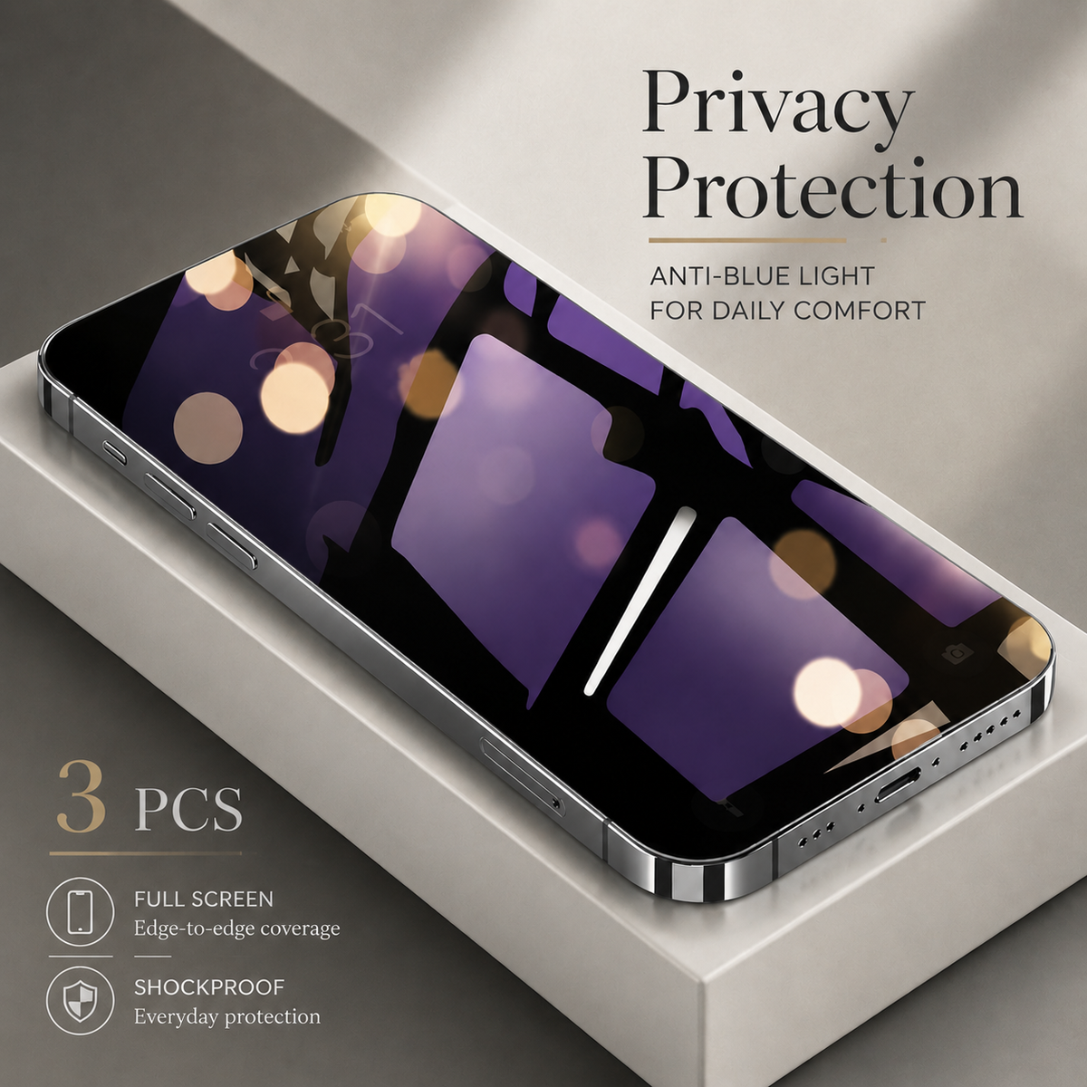 Premium iPhone Privacy Screen Protector Tempered Glass Anti Spy Blue Light Full Coverage Scratch Resistant Anti Fingerprint Ultra Thin Case Friendly