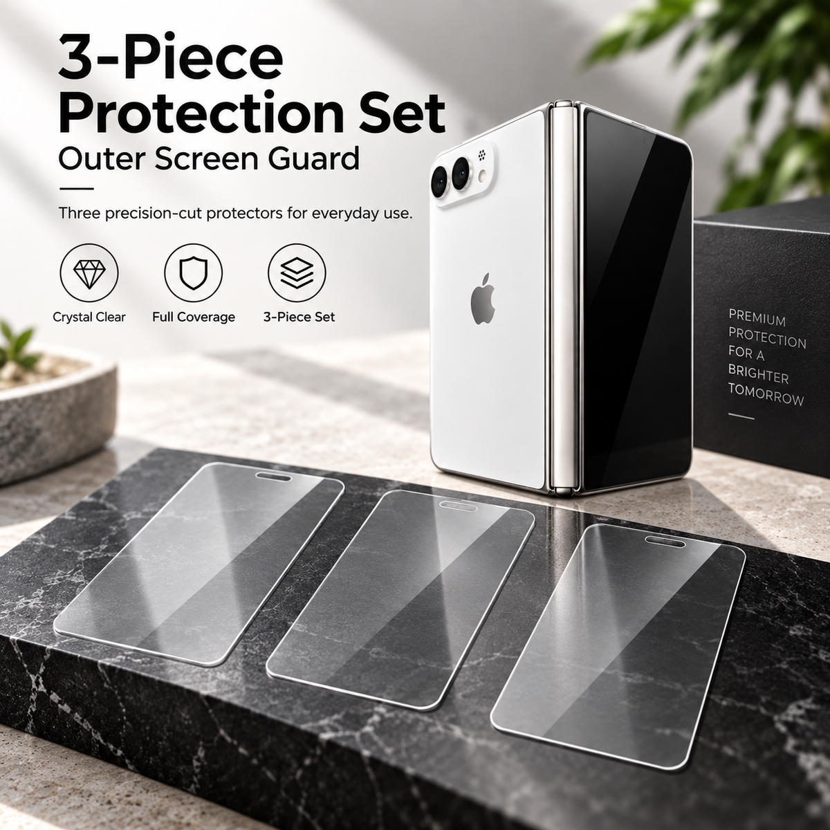 Premium iPhone Screen Protector 1-3PCS High Quality 9H HD Tempered Glass Scratch Proof Ultra Clear Slim Durable Full Coverage Protective Glass Film Set