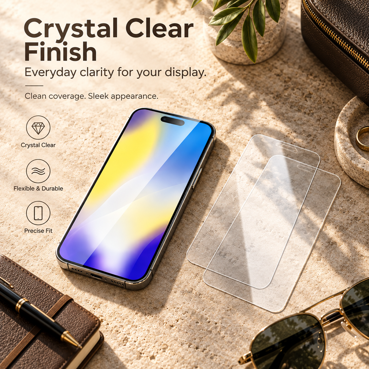 Premium iPhone Screen Protector 1-3PCS High Quality 9H HD Tempered Glass Scratch Proof Ultra Clear Slim Durable Full Coverage Protective Glass Film Set