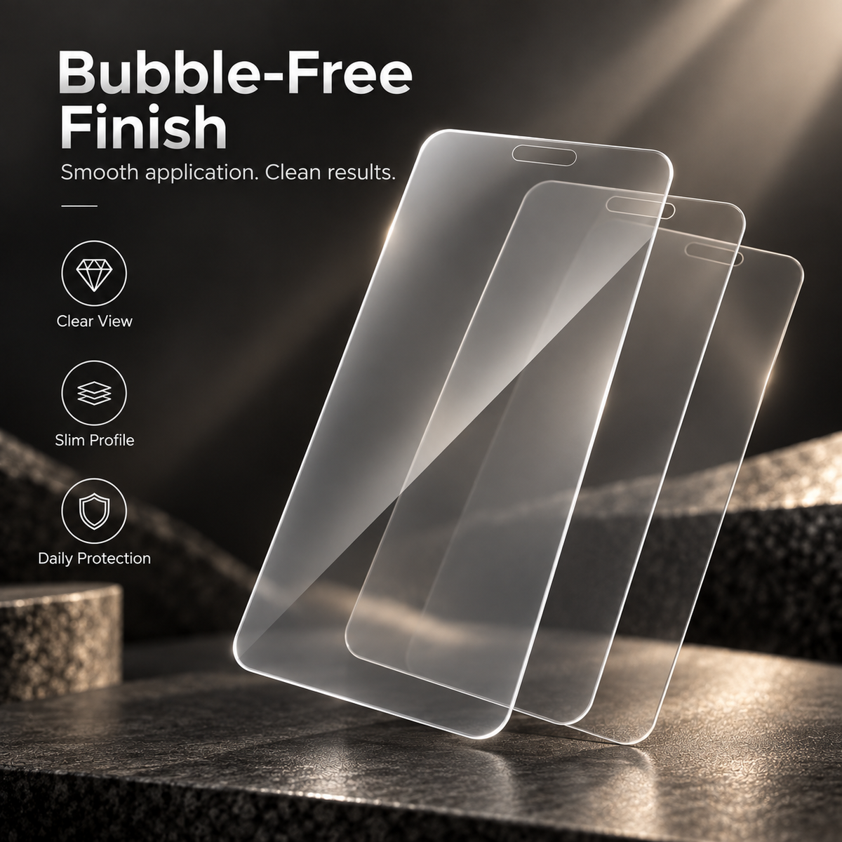 Premium iPhone Screen Protector 1-3PCS High Quality 9H HD Tempered Glass Scratch Proof Ultra Clear Slim Durable Full Coverage Protective Glass Film Set