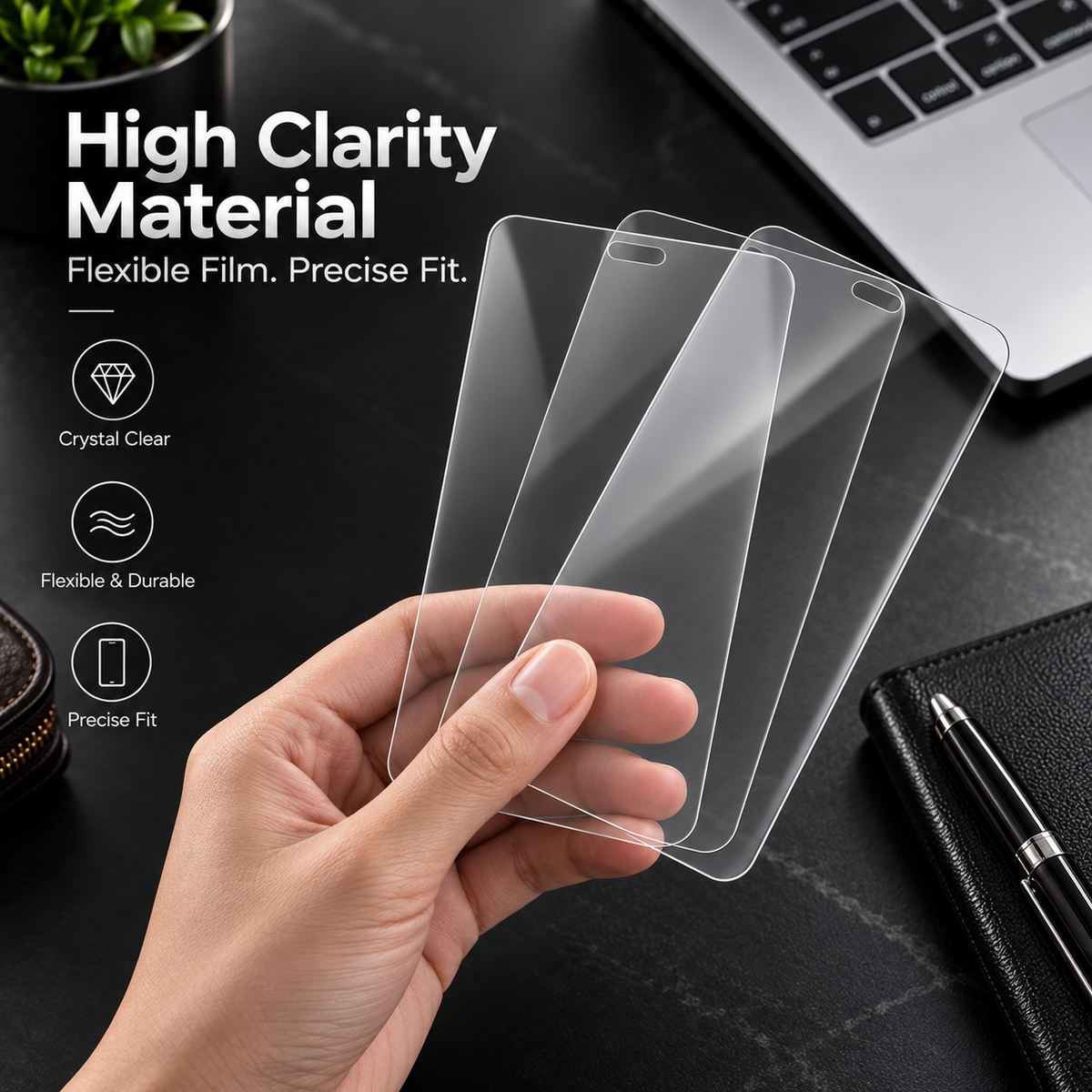 Premium iPhone Screen Protector 1-3PCS High Quality 9H HD Tempered Glass Scratch Proof Ultra Clear Slim Durable Full Coverage Protective Glass Film Set