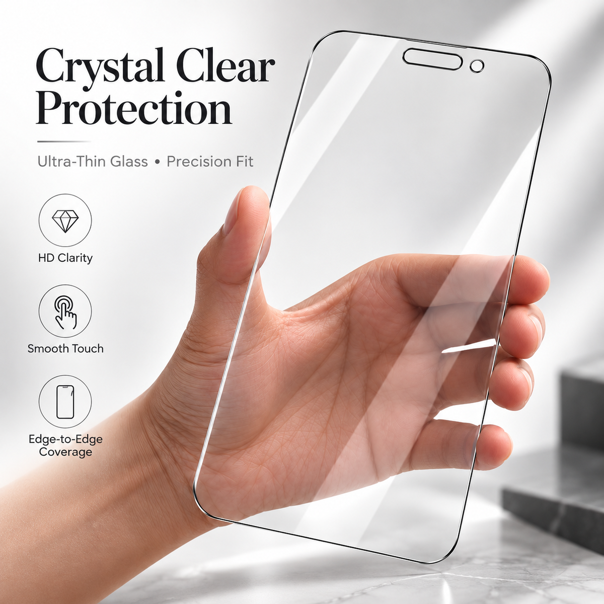 Premium iPhone Screen Protector 1-3PCS High Quality 9H HD Tempered Glass Scratch Proof Ultra Clear Slim Durable Full Coverage Protective Glass Film Set