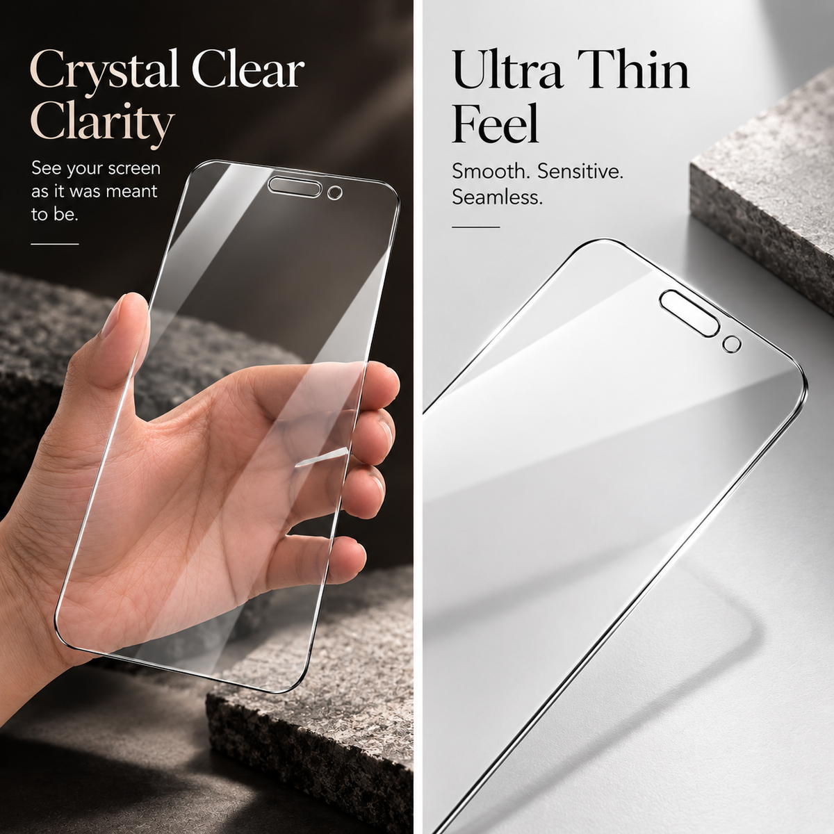 Premium iPhone Screen Protector 1-3PCS High Quality 9H HD Tempered Glass Scratch Proof Ultra Clear Slim Durable Full Coverage Protective Glass Film Set