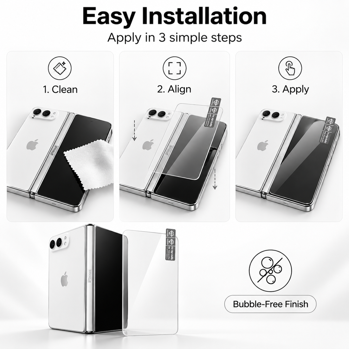 Premium iPhone Screen Protector 1-3PCS Ultra Clear 3D Tempered Glass 9H HD Scratch Proof Slim Durable Full Coverage Protective Glass Film Screen Guard Set