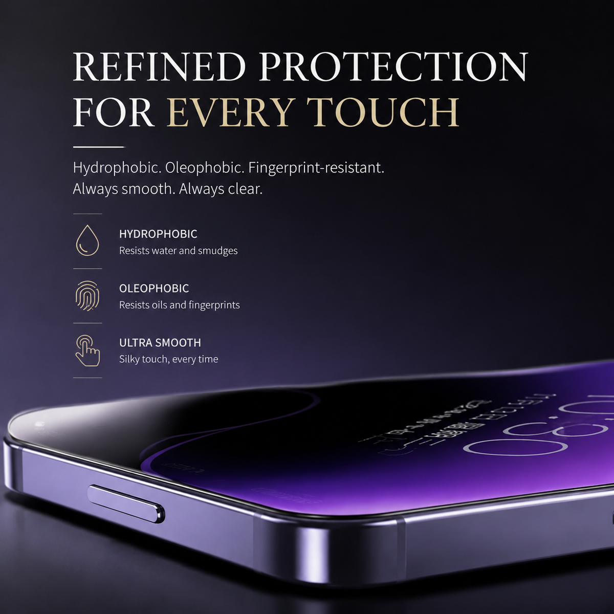 Premium iPhone Screen Protector Tempered Glass HD Clear Anti Fingerprint Scratch Resistant Bubble Free Shatterproof Ultra Thin Case Friendly Fit Clear