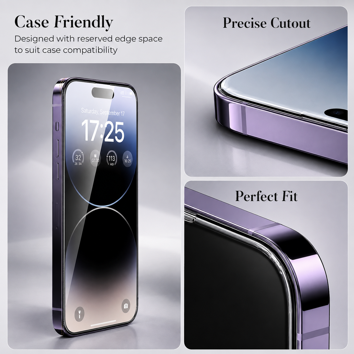 Premium iPhone Screen Protector Tempered Glass HD Clear Anti Fingerprint Scratch Resistant Bubble Free Shatterproof Ultra Thin Case Friendly Fit Clear