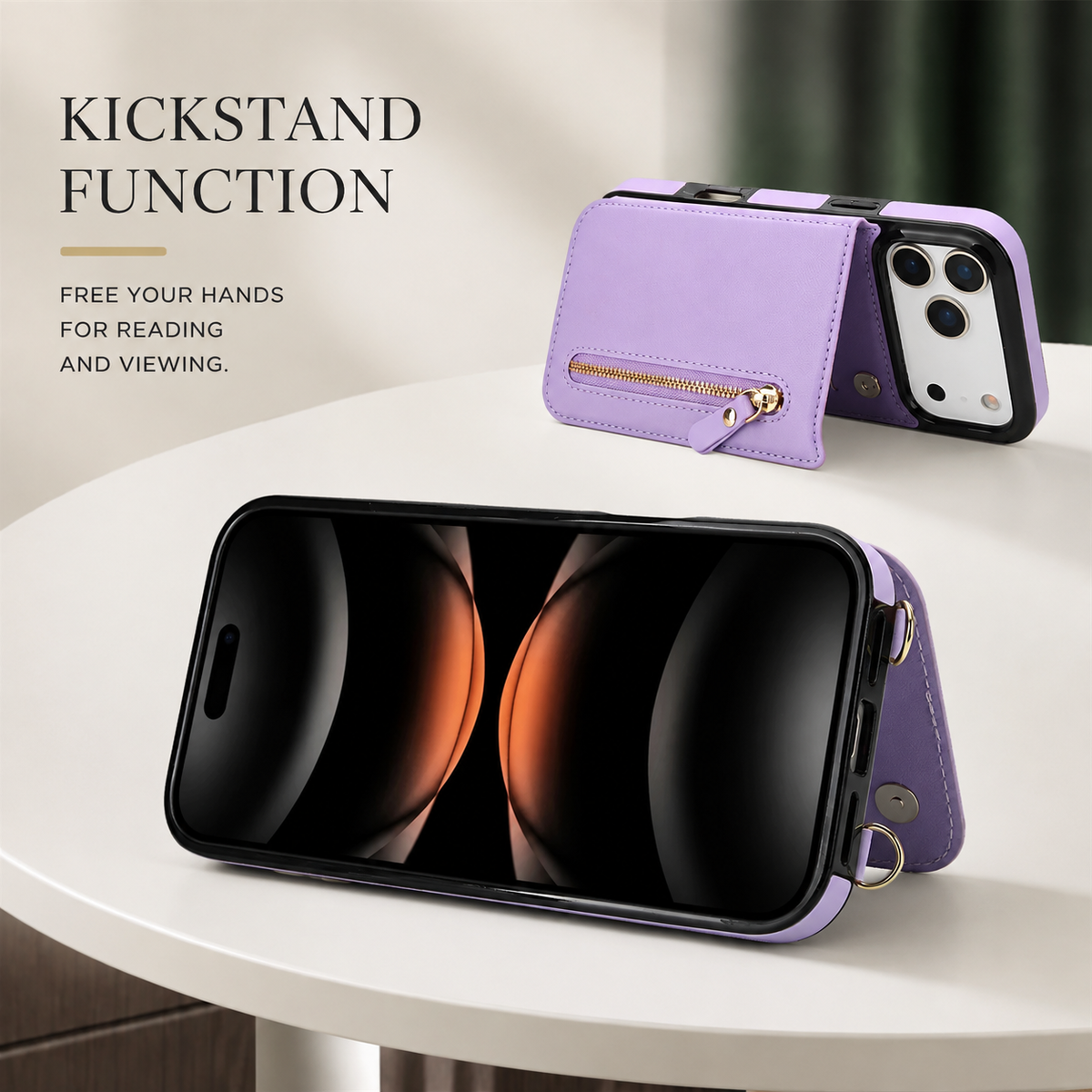 Premium iPhone Wallet Case Crossbody Leather RFID Blocking Zipper Card Holder Lanyard Strap Shockproof Anti Scratch Magnetic Full Cover Storage Design