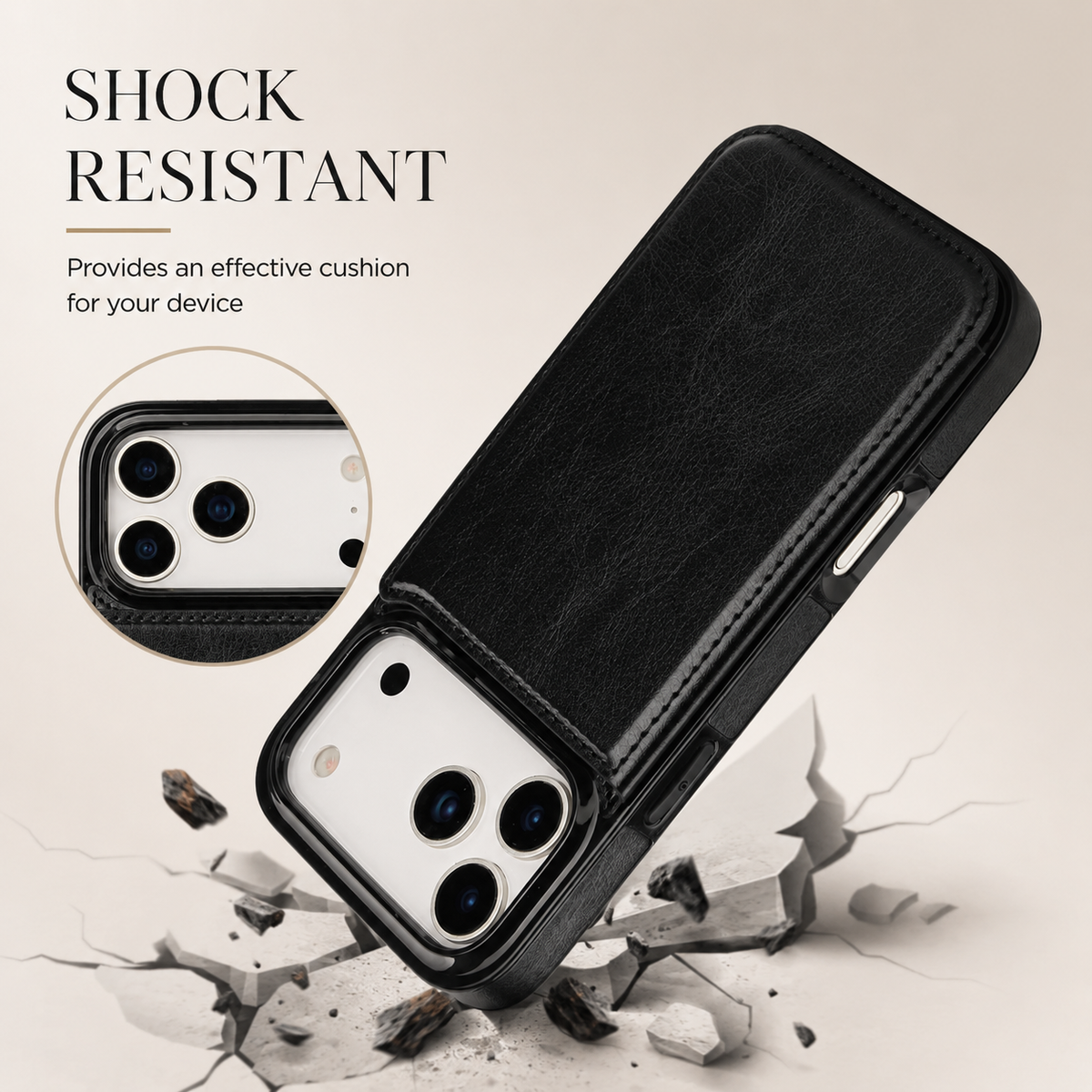 Premium iPhone Wallet Case Faux Leather Card Holder Kickstand Double Magnetic Clasp Shockproof Soft Cover Slim Protective Flip Case Slim Minimal Style