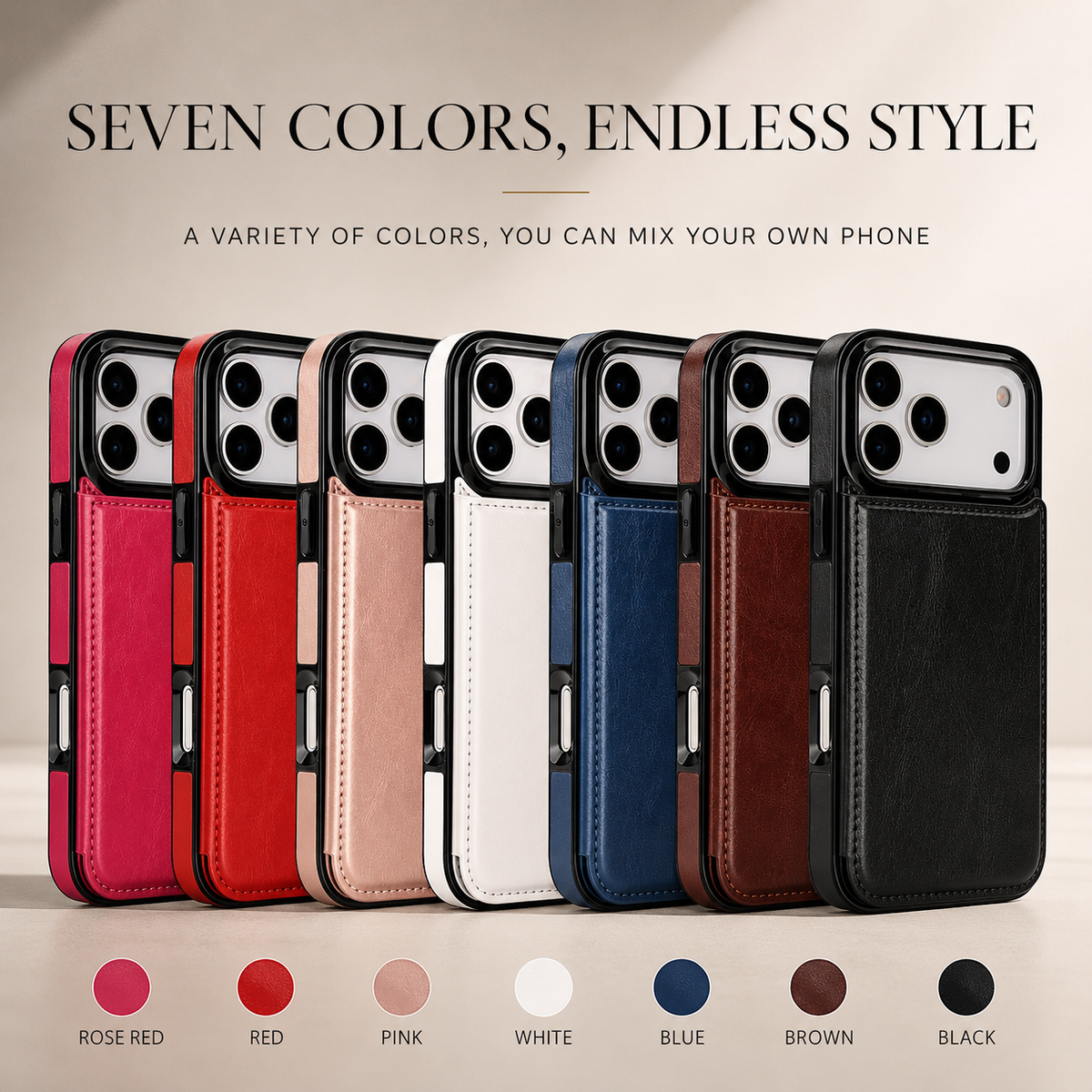 Premium iPhone Wallet Case Faux Leather Card Holder Kickstand Double Magnetic Clasp Shockproof Soft Cover Slim Protective Flip Case Slim Minimal Style