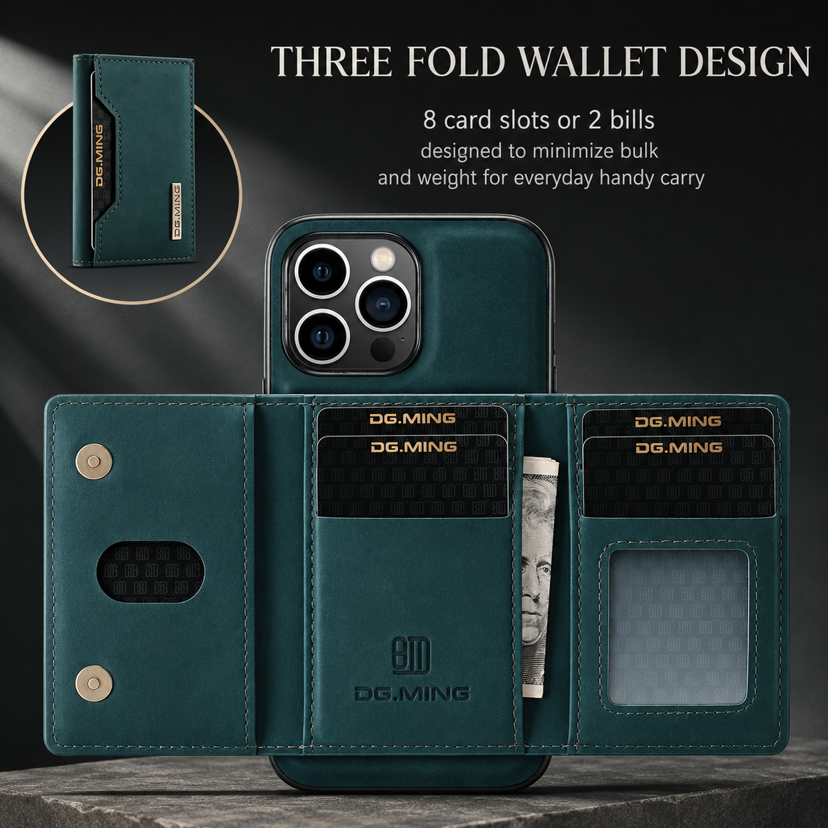 Premium iPhone Wallet Case Magnetic Leather Card Holder Money Compartment Kickstand Half Wrapped Shockproof Anti Fingerprint Protective Cover