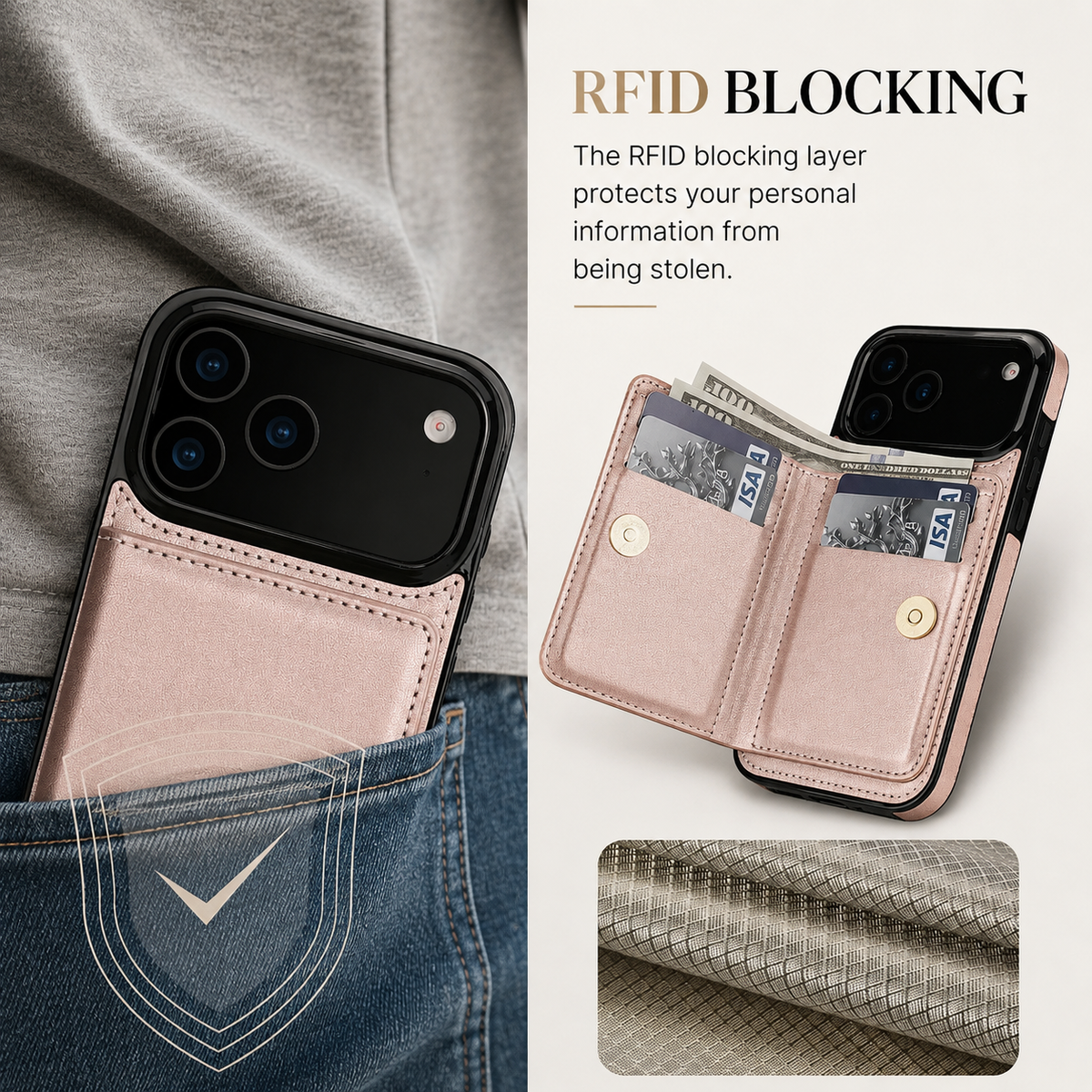 Premium iPhone Wallet Case PU Leather Card Holder 360 Rotating Ring Kickstand Magnetic Clasp Shockproof Full Cover Anti Scratch Protective Slim Design