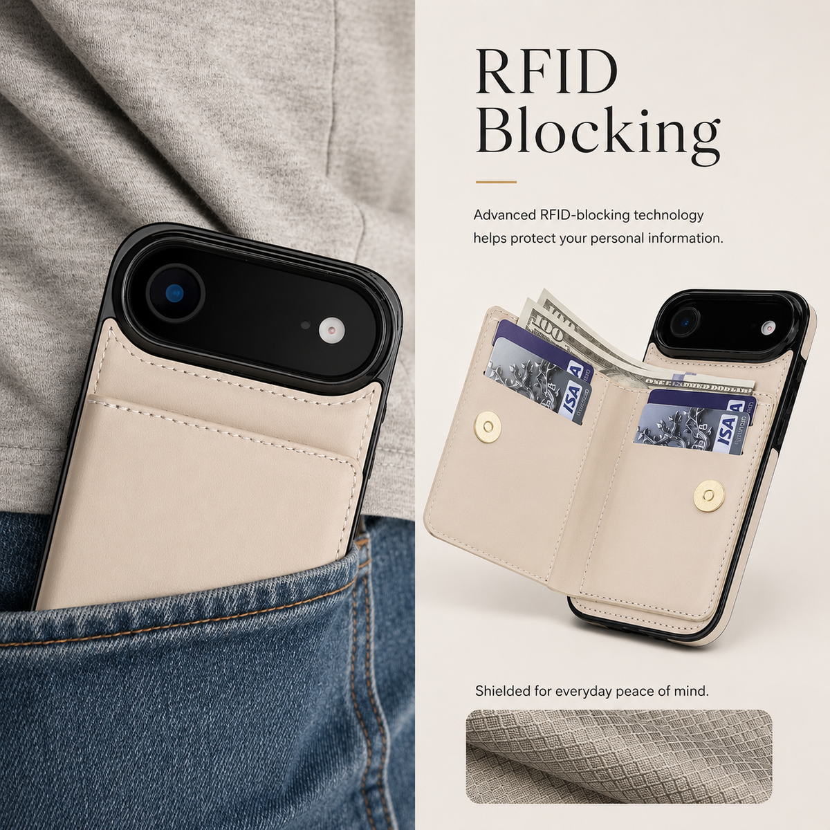 Premium iPhone Wallet Case PU Leather Card Holder 360 Rotating Ring Kickstand Magnetic Clasp Shockproof Full Cover Anti Scratch Protective Slim Design