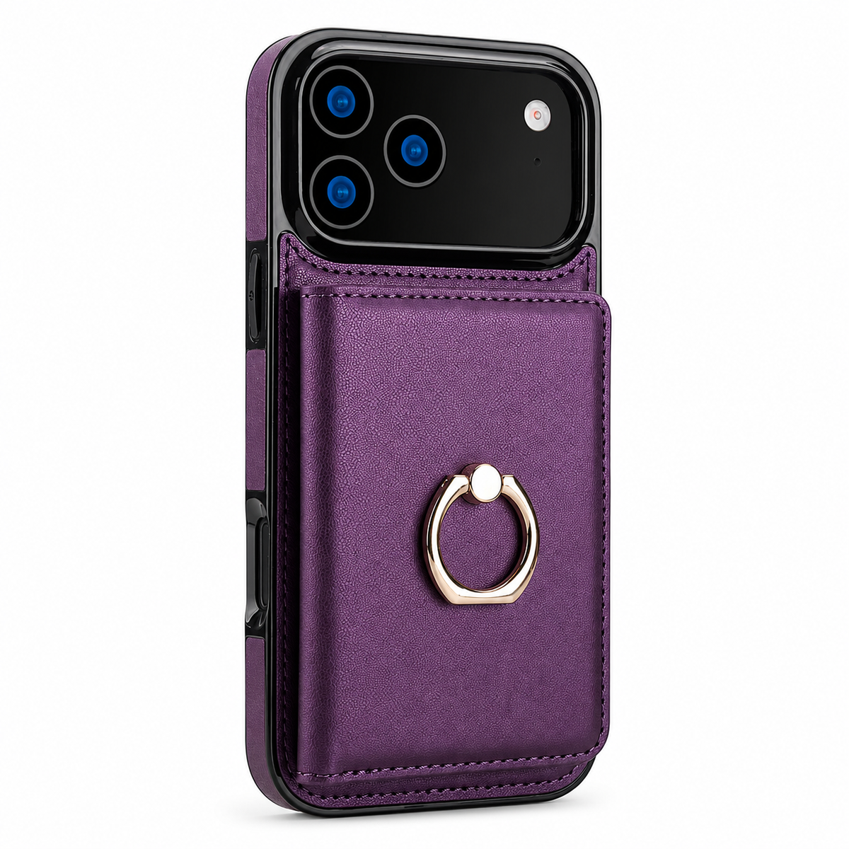 Premium iPhone Wallet Case PU Leather Card Holder 360 Rotating Ring Kickstand Magnetic Clasp Shockproof Full Cover Anti Scratch Protective Slim Design