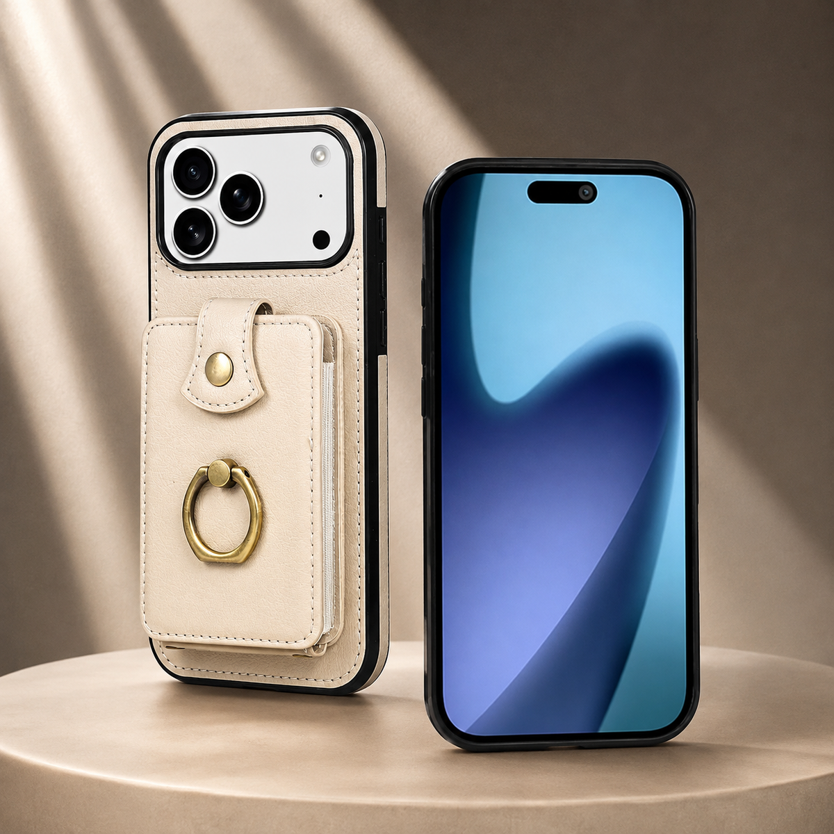 Premium iPhone Wallet Case PU Leather Card Holder RFID Blocking 360 Rotating Ring Kickstand Lanyard Shockproof Anti Scratch Magnetic Flip Cover