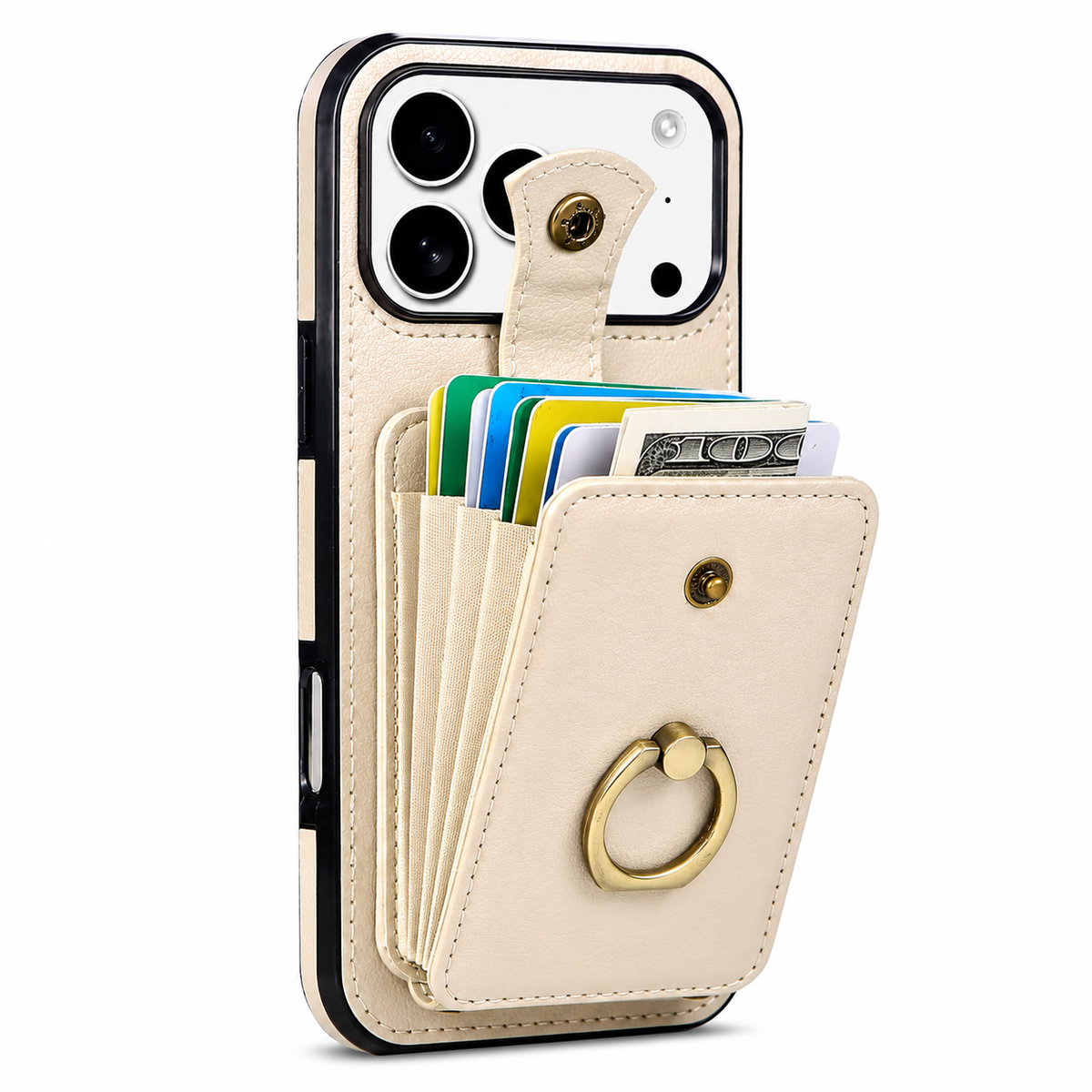 Premium iPhone Wallet Case PU Leather Card Holder RFID Blocking 360 Rotating Ring Kickstand Lanyard Shockproof Anti Scratch Magnetic Flip Cover