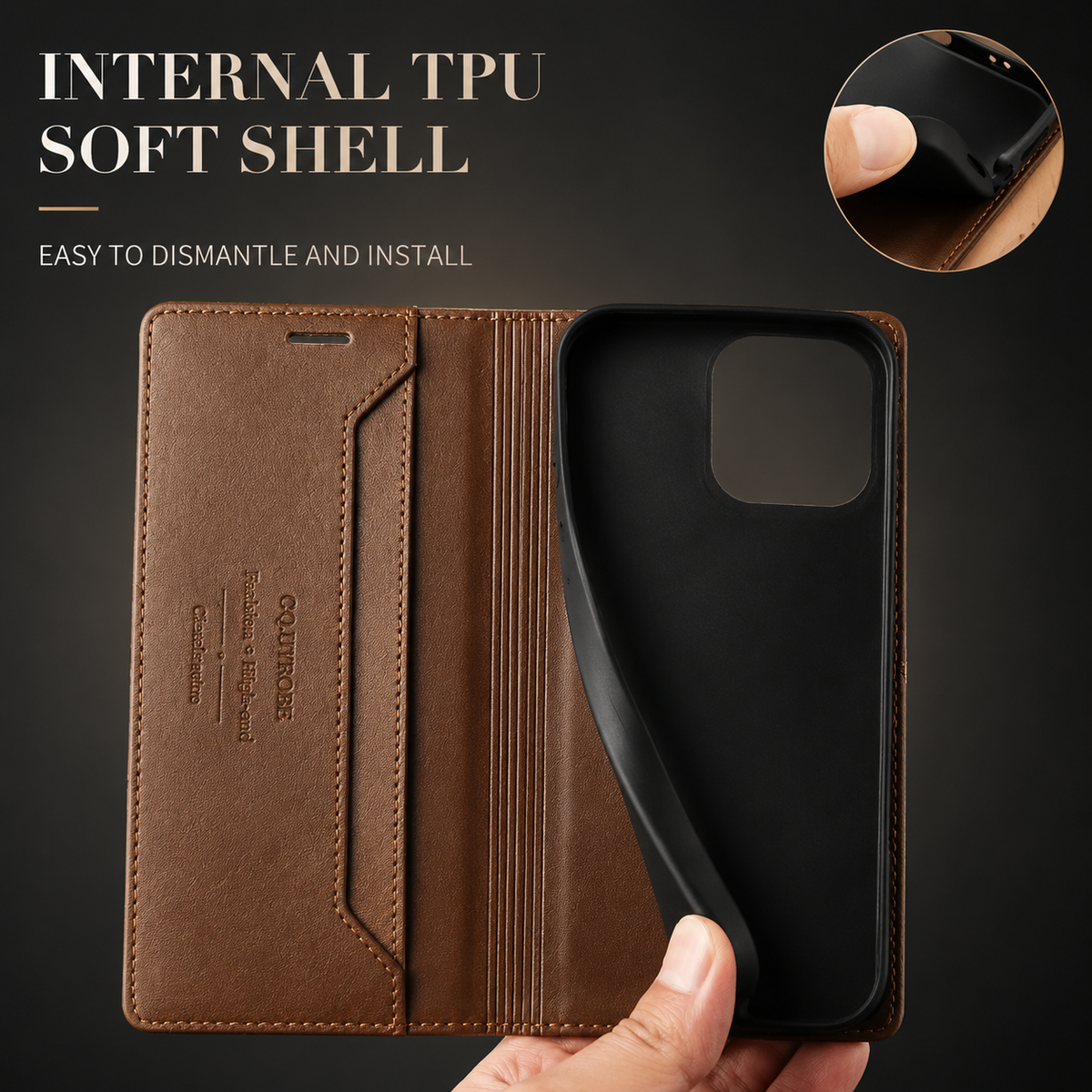 Premium iPhone Wallet Cover Leather RFID Blocking Magnetic Card Holder Shockproof Anti Scratch Anti Fingerprint Stand Full Cover Slim Protective Cover