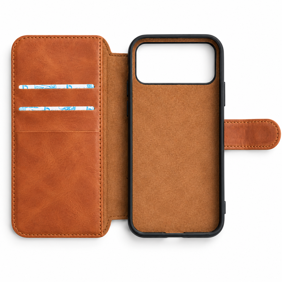 Leather Wallet Case with Card Storage & Magnetic Closure
