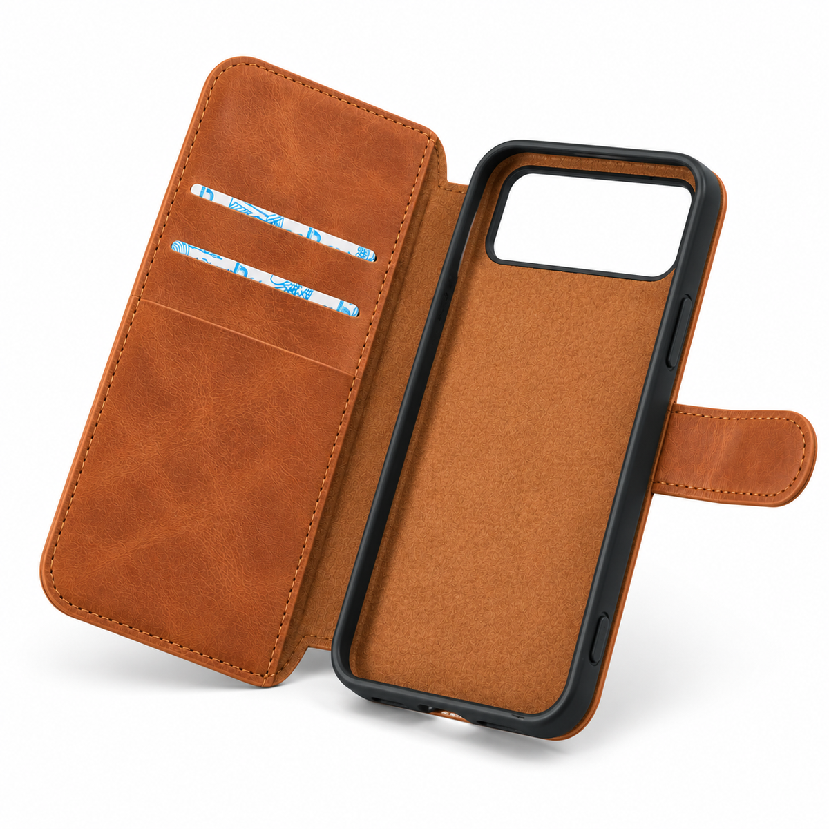 Leather Wallet Case with Card Storage & Magnetic Closure