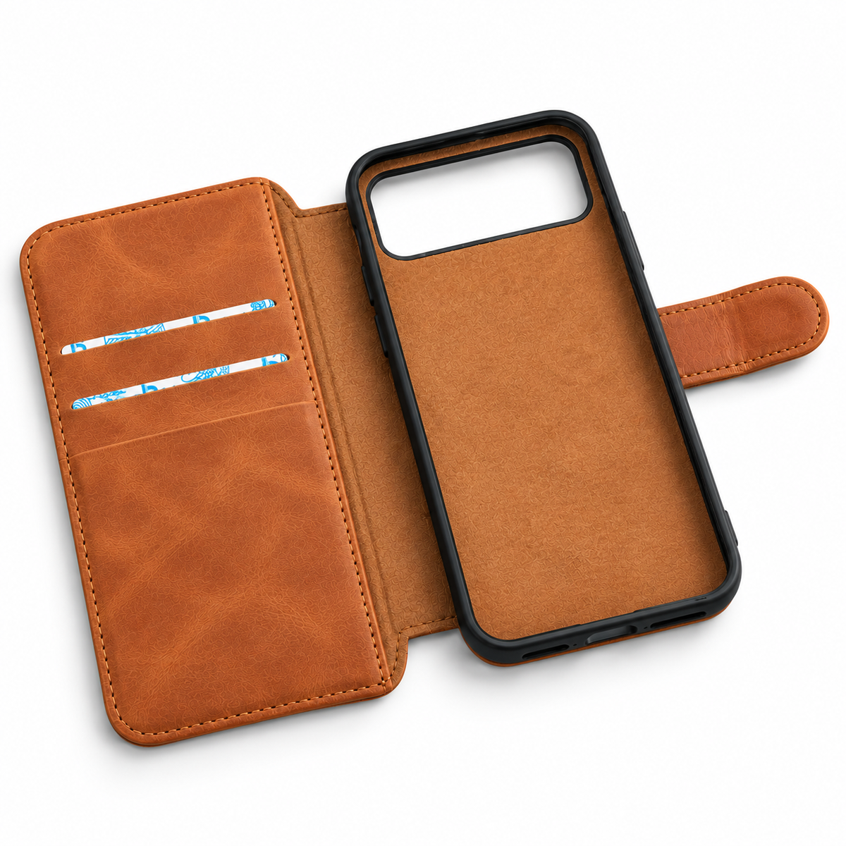 Leather Wallet Case with Card Storage & Magnetic Closure