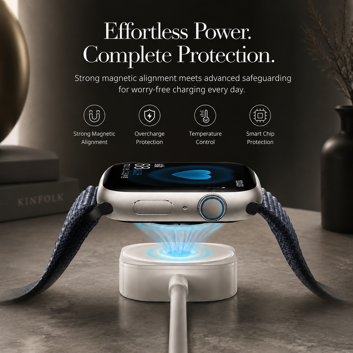 Premium 2-in-1 Magnetic Wireless Charger Cable USB-A Fast Charging Cord Strong Magnetic Alignment Smart Chip Protection Portable Charging Cable