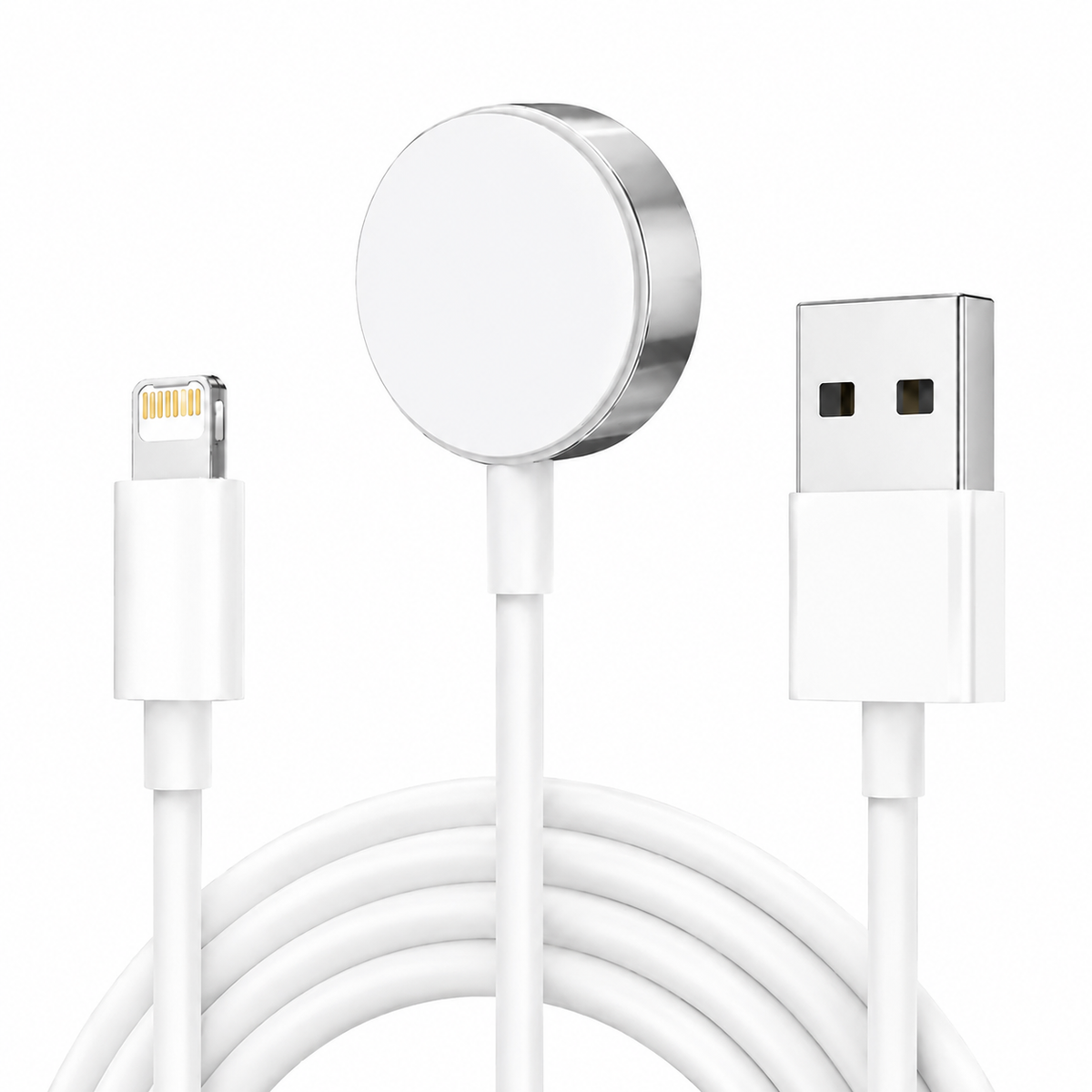 Premium 2-in-1 Magnetic Wireless Charger Cable USB-A Fast Charging Cord Strong Magnetic Alignment Smart Chip Protection Portable Charging Cable