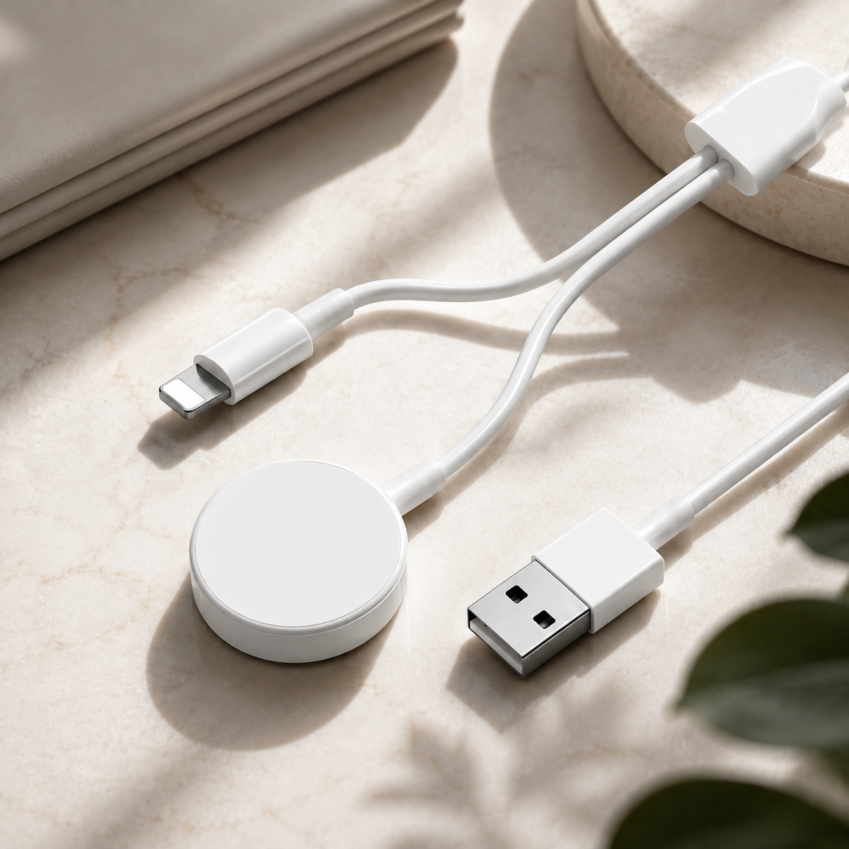 Premium 2-in-1 Magnetic Wireless Charger Cable USB-A Fast Charging Cord Strong Magnetic Alignment Smart Chip Protection Portable Charging Cable