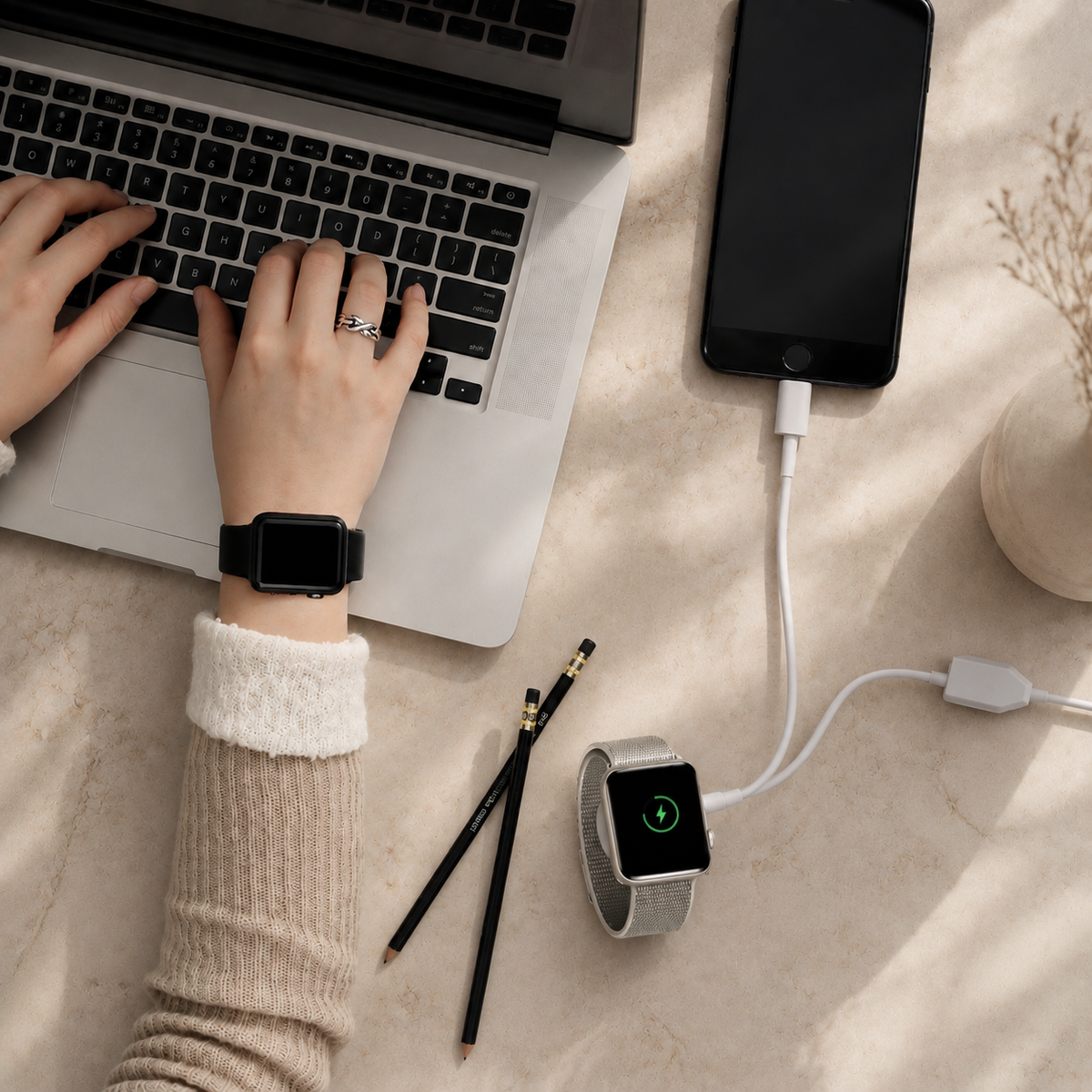 Premium 2-in-1 Magnetic Wireless Charger Cable USB-A Fast Charging Cord Strong Magnetic Alignment Smart Chip Protection Portable Charging Cable
