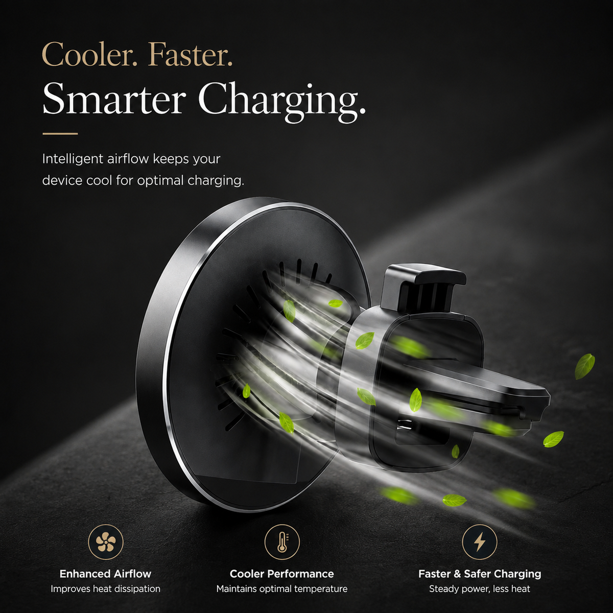 Premium 30W Magnetic Wireless Car Charger Fast Charging Phone Holder Dashboard Air Vent Mount 360° Rotation Smart Chip Anti-Slip Compatible with iPhone