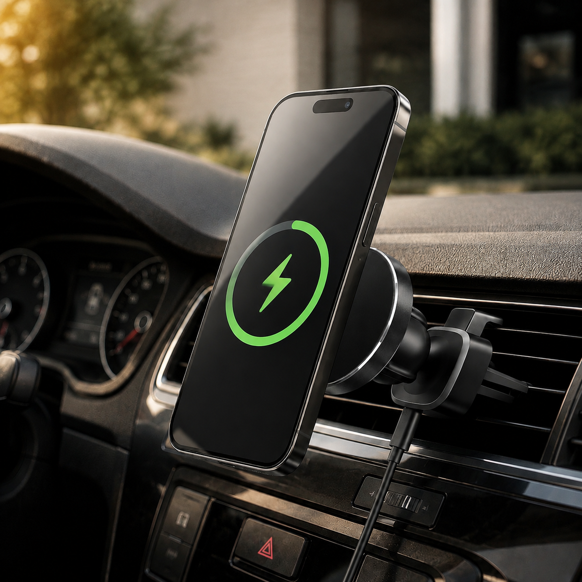 Premium 30W Magnetic Wireless Car Charger Fast Charging Phone Holder Dashboard Air Vent Mount 360° Rotation Smart Chip Anti-Slip Compatible with iPhone