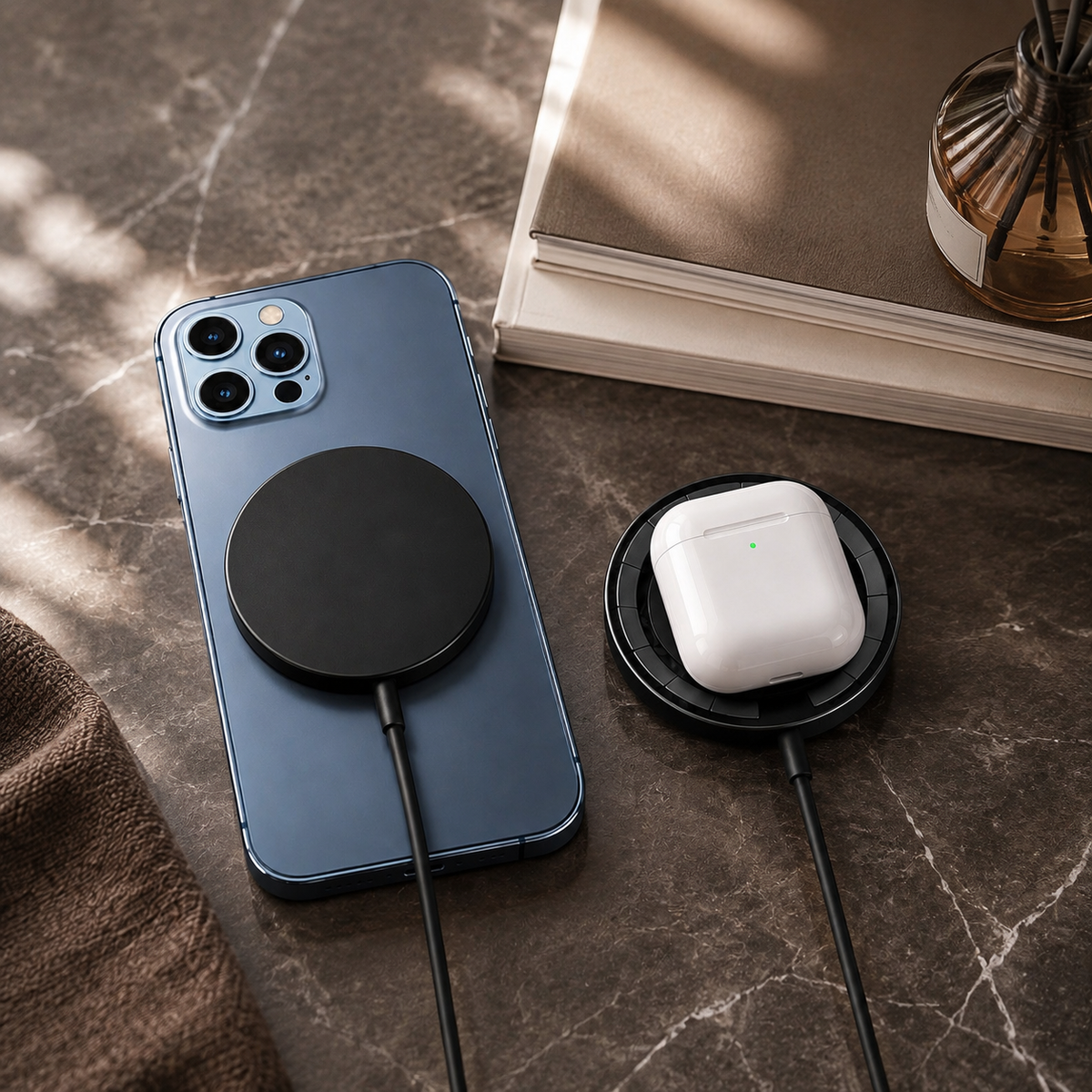 Premium 30W Magnetic Wireless Charger Pad Fast Charging MagSafe Compatible Charger USB-C PD USB-A Non-Slip Slim Portable Charging Stand iPhone