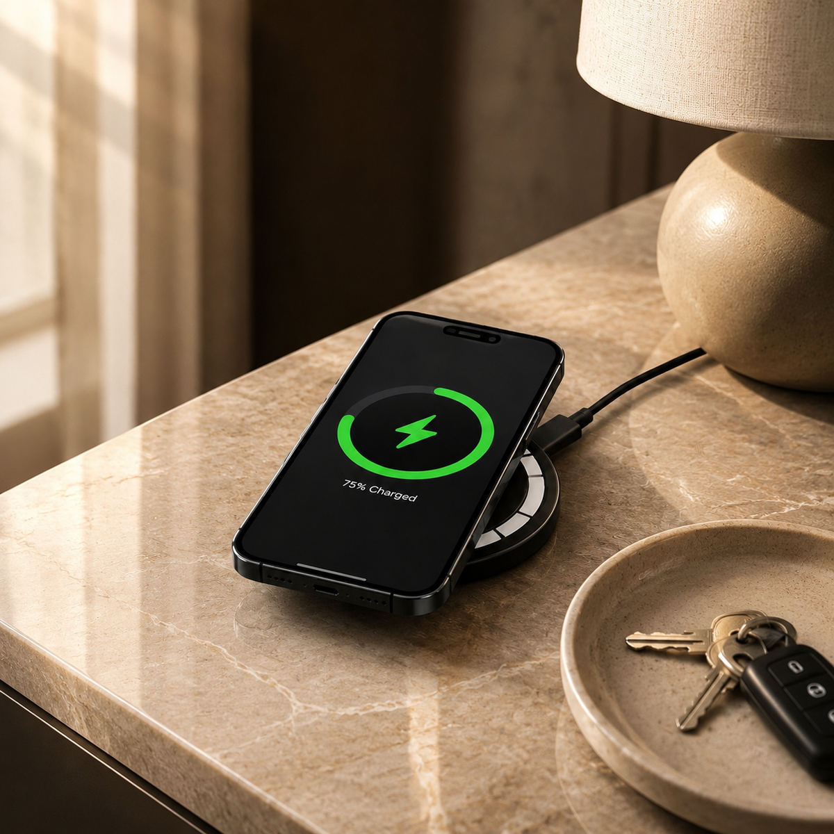 Premium 30W Magnetic Wireless Charger Pad Fast Charging MagSafe Compatible Charger USB-C PD USB-A Non-Slip Slim Portable Charging Stand iPhone