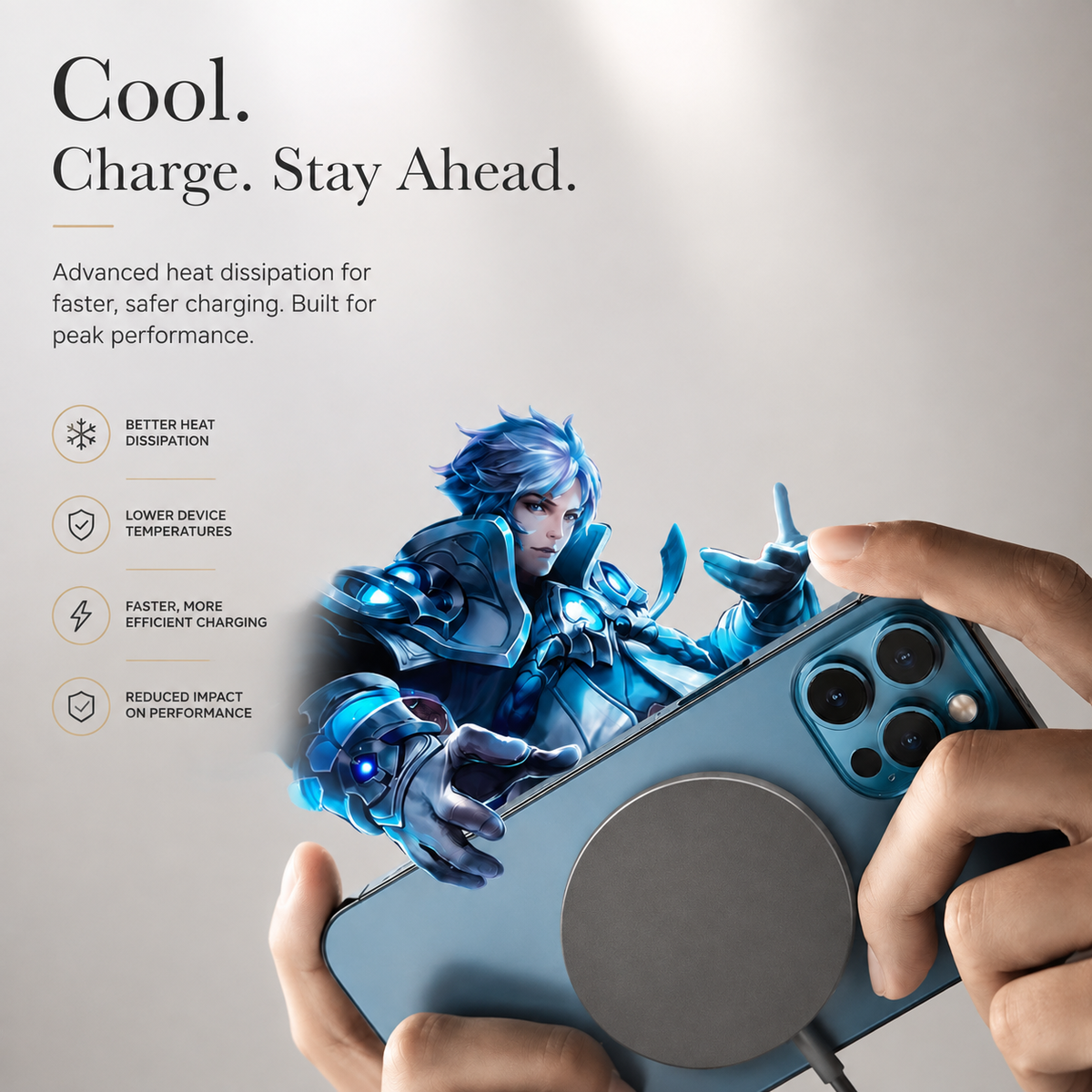 Premium 30W Magnetic Wireless Charger Pad Fast Charging MagSafe Compatible Charger USB-C PD USB-A Non-Slip Slim Portable Charging Stand iPhone
