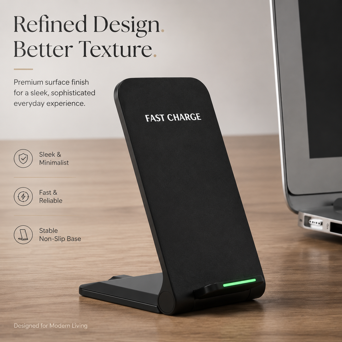 Premium 30W Wireless Charger Stand Fast Charging Foldable Phone Charging Stand USB-C Vertical Horizontal Viewing Compatible with iPhone Travel Design