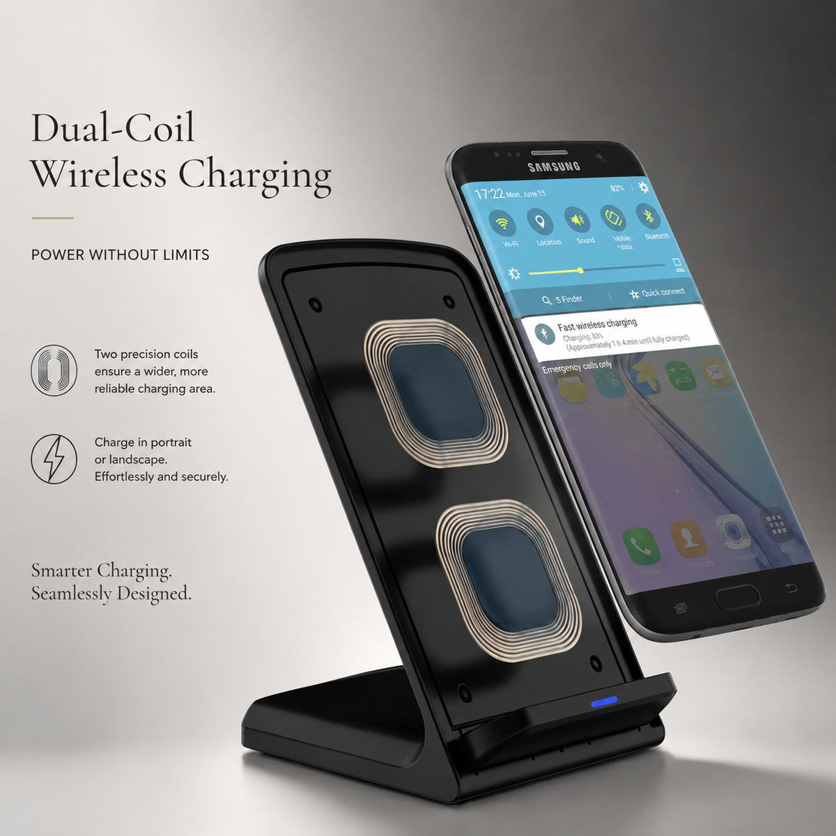 Premium 30W Wireless Charger Stand Fast Charging Foldable Phone Charging Stand USB-C Vertical Horizontal Viewing Compatible with iPhone Travel Design