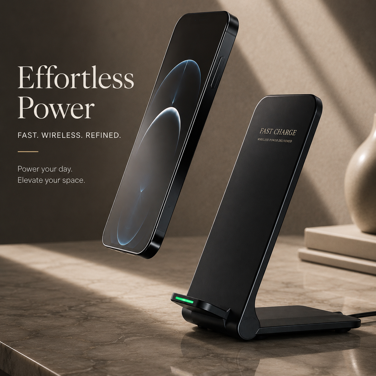 Premium 30W Wireless Charger Stand Fast Charging Foldable Phone Charging Stand USB-C Vertical Horizontal Viewing Compatible with iPhone Travel Design