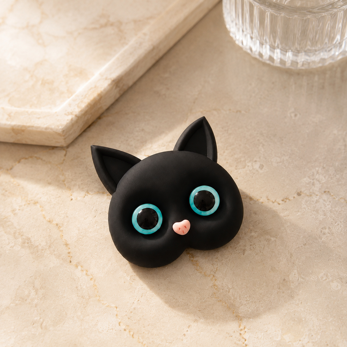 Premium 3D Cat Phone Grip Holder Foldable Rotating Phone Stand Finger Grip Air Cushion Grip Cute Cat Design Anti Slip Phone Accessory iPhone