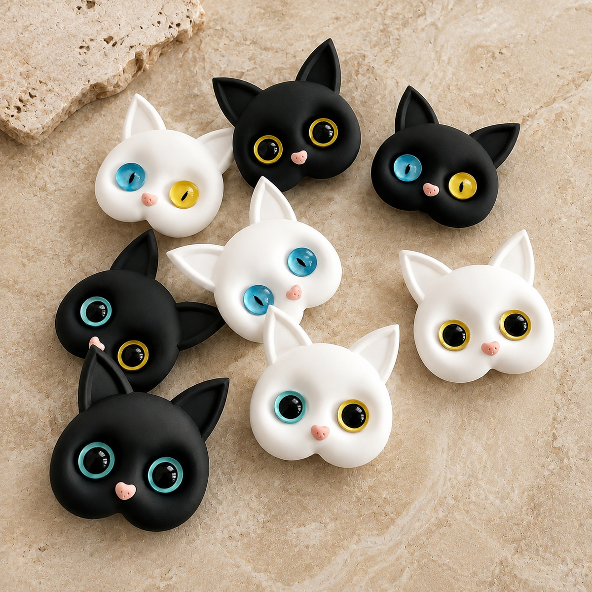 Premium 3D Cat Phone Grip Holder Foldable Rotating Phone Stand Finger Grip Air Cushion Grip Cute Cat Design Anti Slip Phone Accessory iPhone