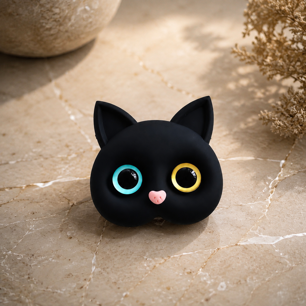 Premium 3D Cat Phone Grip Holder Foldable Rotating Phone Stand Finger Grip Air Cushion Grip Cute Cat Design Anti Slip Phone Accessory iPhone