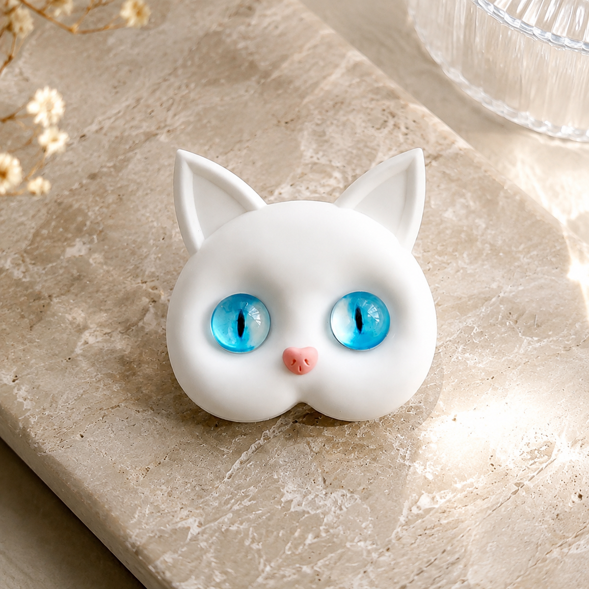Premium 3D Cat Phone Grip Holder Foldable Rotating Phone Stand Finger Grip Air Cushion Grip Cute Cat Design Anti Slip Phone Accessory iPhone