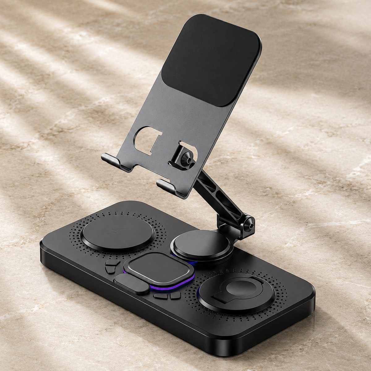 Premium 4-in-1 Magnetic Wireless Charging Station 15W Fast Charging Foldable Charger Stand for Phone Watch Earbuds LED Compatible with iPhone