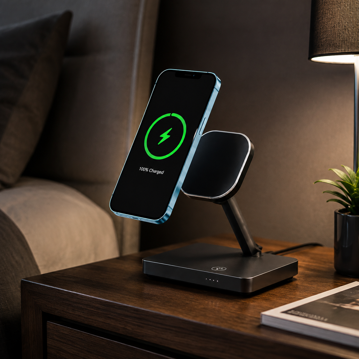 Premium 5-in-1 Magnetic Wireless Charging Station Qi Charger 30W Fast Charging Foldable Stand Multi Device USB Type C LED Night Light iPhone