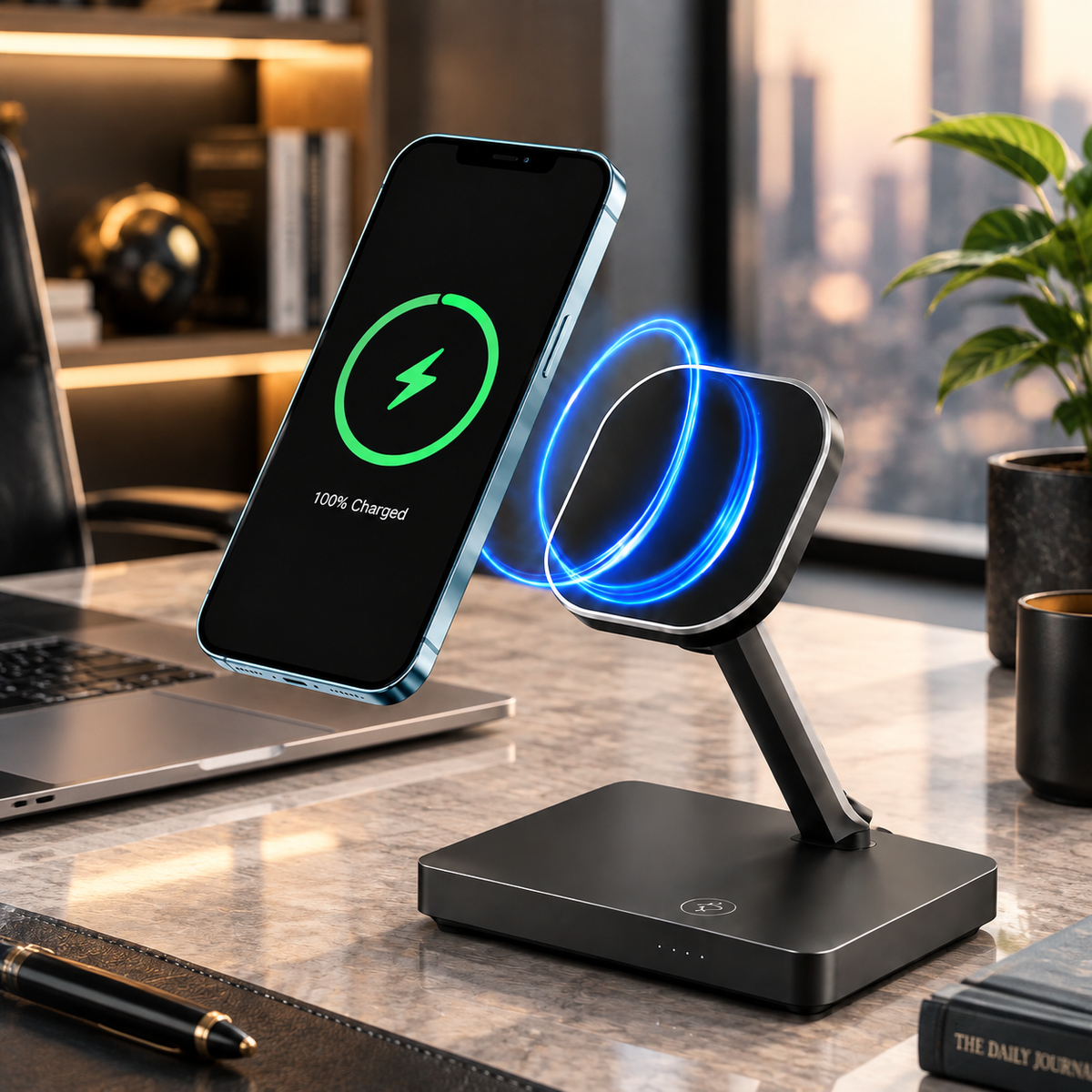 Premium 5-in-1 Magnetic Wireless Charging Station Qi Charger 30W Fast Charging Foldable Stand Multi Device USB Type C LED Night Light iPhone