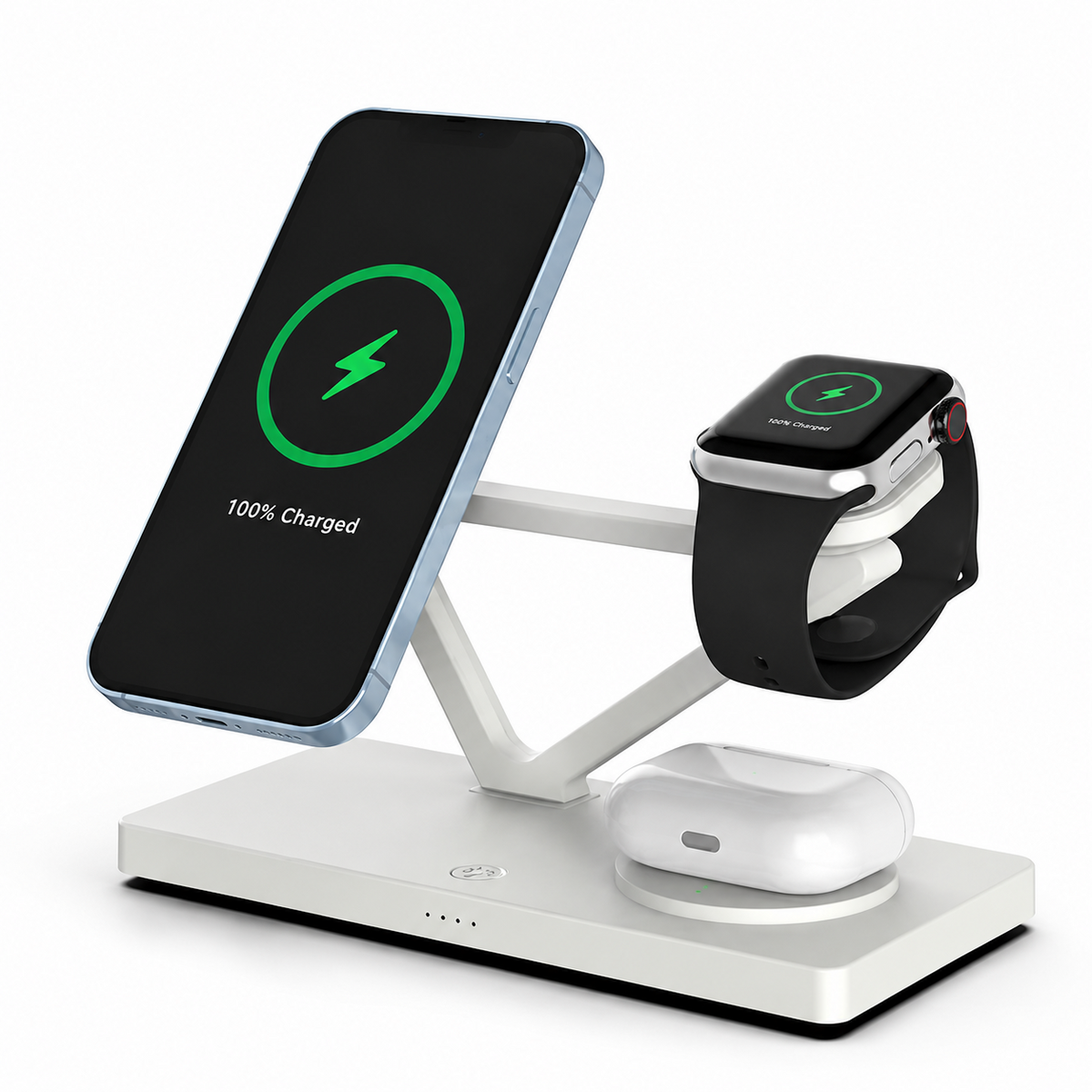 Premium 5-in-1 Magnetic Wireless Charging Station Qi Charger 30W Fast Charging Foldable Stand Multi Device USB Type C LED Night Light iPhone
