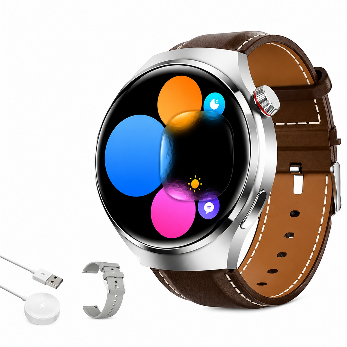 Premium AMOLED GPS Smart Watch 1.46 Inch HD Display Bluetooth Calling Fitness Tracker Heart Rate Sleep Monitor Wireless Charging NFC Sports Smartwatch iPhone